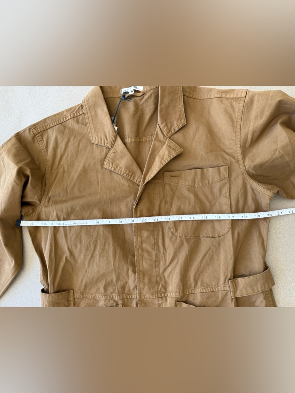Alex Mill — Utility Cotton Twill Jumpsuit - Hickory — Size L - Picture 9 of 16